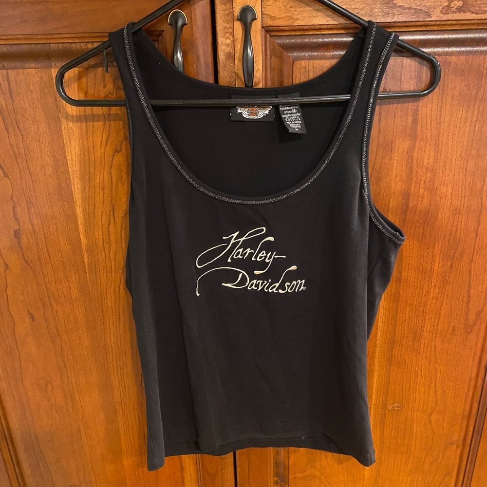 Harley-Davidson Black Tank Top with White Script Logo